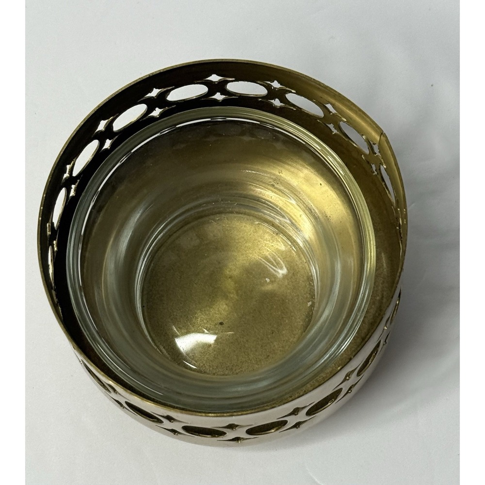 Brass Votive‎ Accent Candle Dish W/ Tea Light Holder Small Celestial Stars Ovals - Picture 2 of 9